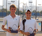 2008 Boys Doubles winners, Dane Propoggia and Nat Maraga holding their trophies