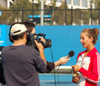 Girls winner of the GYC, Monika Wejnert being interviewed by the Turkish media