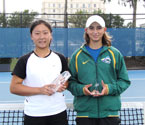 Winner of the 2009 GYC, Haochen Tang from China (left) and Runner Up, Viktorija Rajicic are presented with their trophies after the Gallipoli Youth Cup girls' singles final