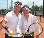 Mayor of Ipswich, Paul Pisasale, with Pat Cash in attendance, wearing Pat's famous headband at the launch of the Gallipoli Youth Cup