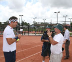 Pat Cash being interviewed by Turk Plus TV at the launch of the Gallipoli Youth Cup