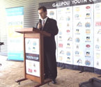 Turgut Allahmanli giving a speech at the launch of the Gallipoli Youth Cup in Ipswich, Qld