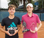 (L to R) Boys Runner Up, Lucas Vuradin and Boys Winner Matthew Romios holding their trophies (Photo: Elizabeth Xue-Bai)