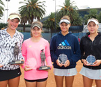 (L to R) Girls Doubles Winners, Gabriella Da Silva & Selina Turulja together with Girls Doubles Runners Up, Violet Apisah and Gabriela Sprague (Photo: Elizabeth Xue-Bai)
